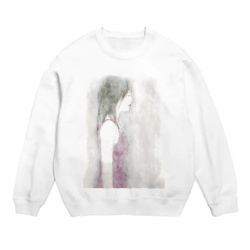 森流一郎女性イラストレーション Crew Neck Sweatshirt