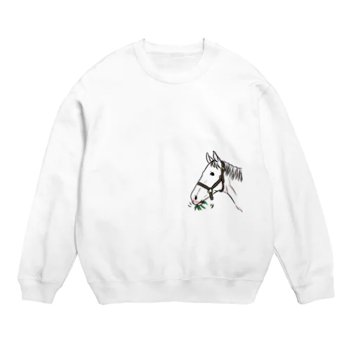 あし毛のモグモグ馬 Crew Neck Sweatshirt