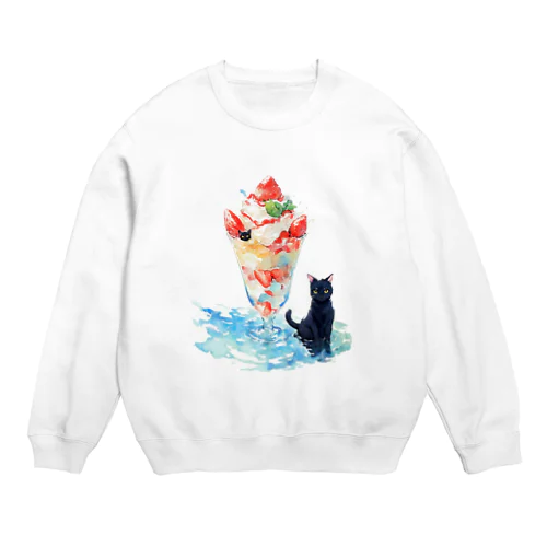 黒猫とパフェ Crew Neck Sweatshirt