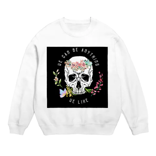 スカルお花＆ちょうちょシリーズ Crew Neck Sweatshirt