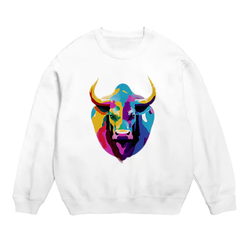 牛(しっかりもの) Crew Neck Sweatshirt