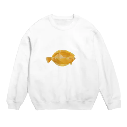 マコガレイ　（ポリゴン風イラスト） Crew Neck Sweatshirt