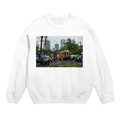 フィリピン国鉄の元JR東日本キハ52がスラム街を駆け抜ける Crew Neck Sweatshirt