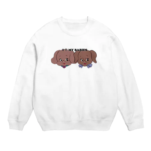 トイプードル×ダックス-レッド「I♡MY BABIES」 Crew Neck Sweatshirt