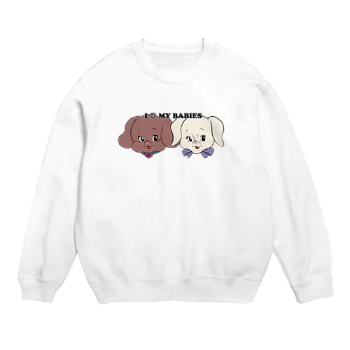 トイプードル×ダックス-レッド&クリーム「I♡MY BABIES」 Crew Neck Sweatshirt