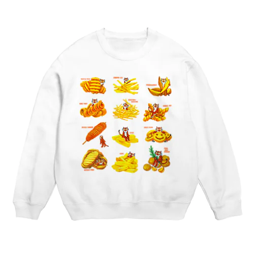 フライドポテトたちとトラちゃんたち Crew Neck Sweatshirt