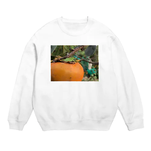 カエルと柿 Crew Neck Sweatshirt