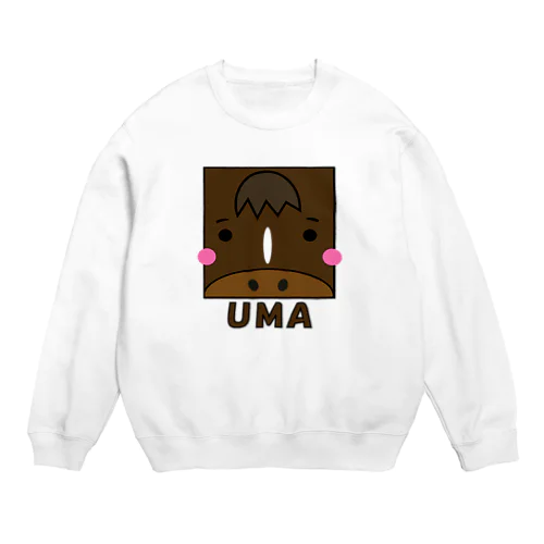 イラスト605 四角い馬　青毛 Crew Neck Sweatshirt