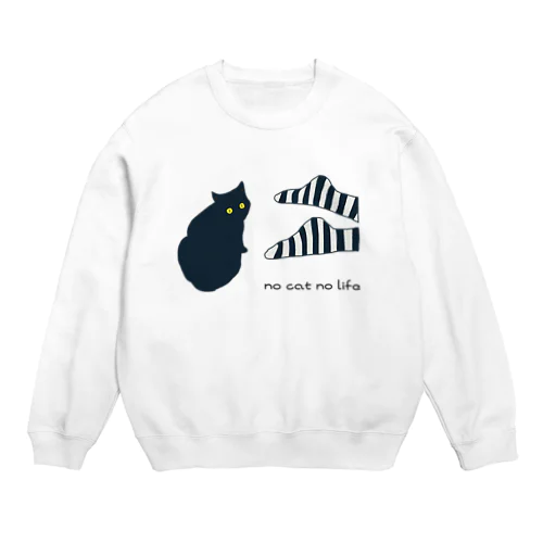 黒猫と靴下 Crew Neck Sweatshirt