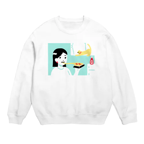 Cheese toast (front) Crew Neck Sweatshirt