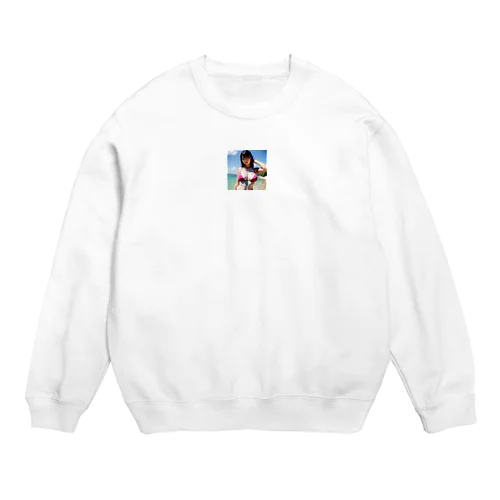 夏のビーチのハイビスカスちゃん Crew Neck Sweatshirt