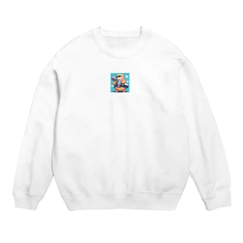 筋トレするサングラスくまさん Crew Neck Sweatshirt