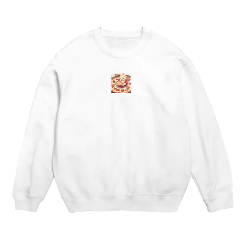 ピザを食べるデブ Crew Neck Sweatshirt