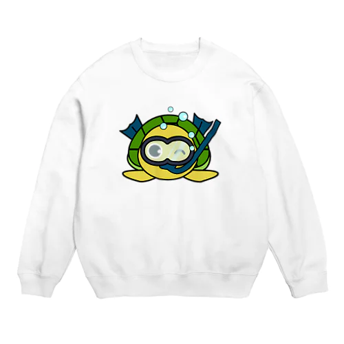 シュノーケリング亀ちゃん Crew Neck Sweatshirt