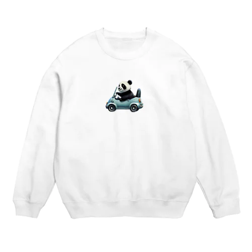 Panda driving a car（車を運転するパンダ） Crew Neck Sweatshirt