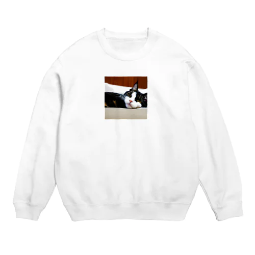 寝たネコ Crew Neck Sweatshirt