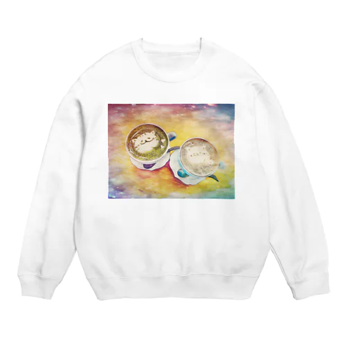 猫のラテアート Crew Neck Sweatshirt