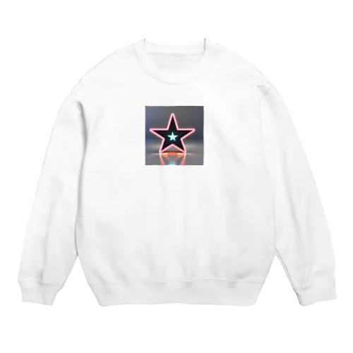 ネオンカラーの宇宙に浮かぶ星 Crew Neck Sweatshirt