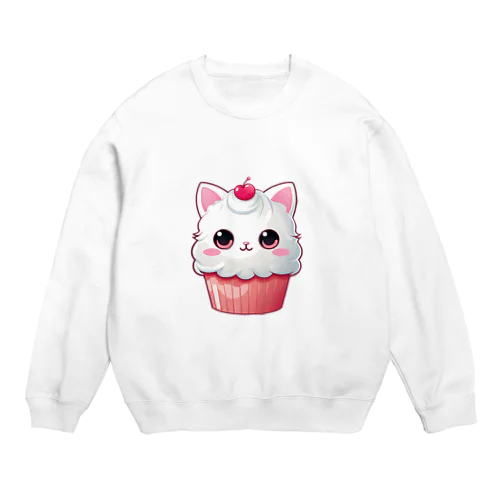 カップケーキの猫ちゃん Crew Neck Sweatshirt