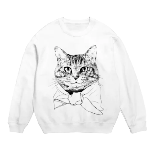 ペン画のしましま猫ちゃん Crew Neck Sweatshirt