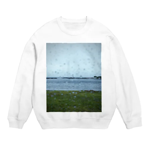 海＿灯台＿雨＿水滴 Crew Neck Sweatshirt