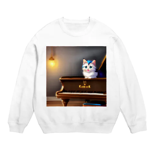 子猫ピアニスト-2 Crew Neck Sweatshirt