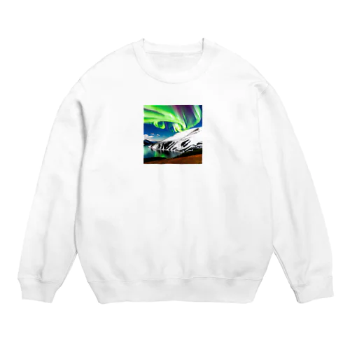 北欧調の自然とオーロラのある景色 Crew Neck Sweatshirt