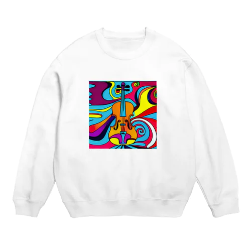 鮮やかなバイオリン柄 Crew Neck Sweatshirt