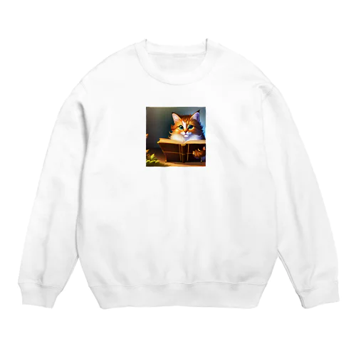 可愛らしい猫のイラストグッズ Crew Neck Sweatshirt