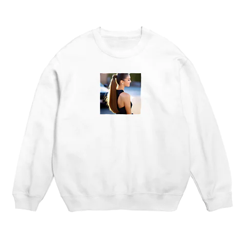 ポニーテールが素敵なAI美女のオリジナルグッズ Crew Neck Sweatshirt