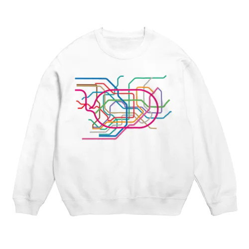 東京地下鉄路線図-東京メトロ路線図 ROUTE MAP TOKYO METROPOLITAN AREA- Crew Neck Sweatshirt