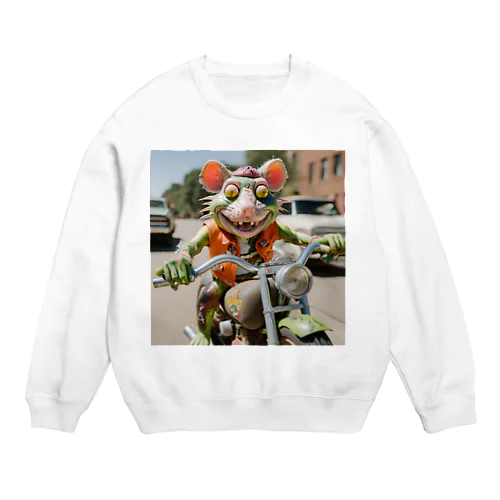 バイクに乗ったラットフィンク Crew Neck Sweatshirt