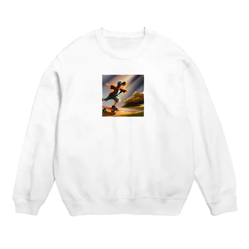 スケートボードの男の子 Crew Neck Sweatshirt