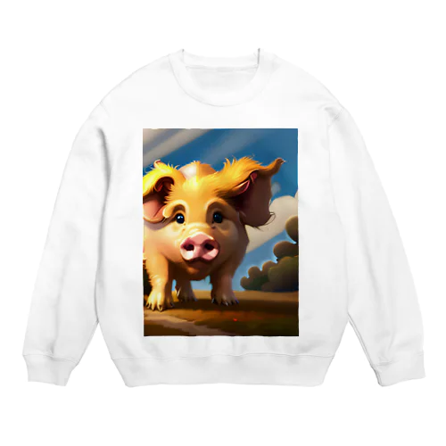 ちょっとイケてるブタ Crew Neck Sweatshirt