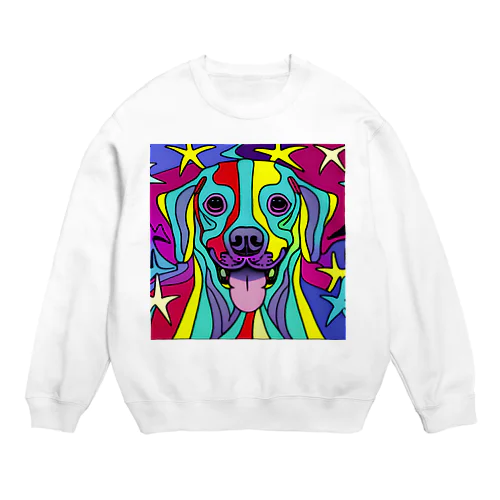 奇抜なアート風の可愛い犬のグッズ Crew Neck Sweatshirt