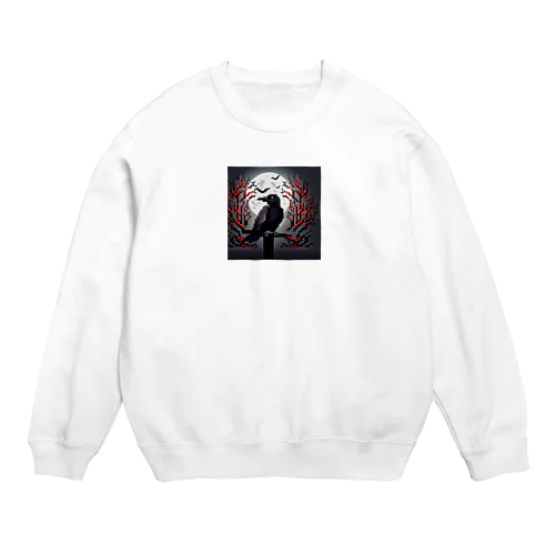 ドット絵のホラーなカラス Crew Neck Sweatshirt