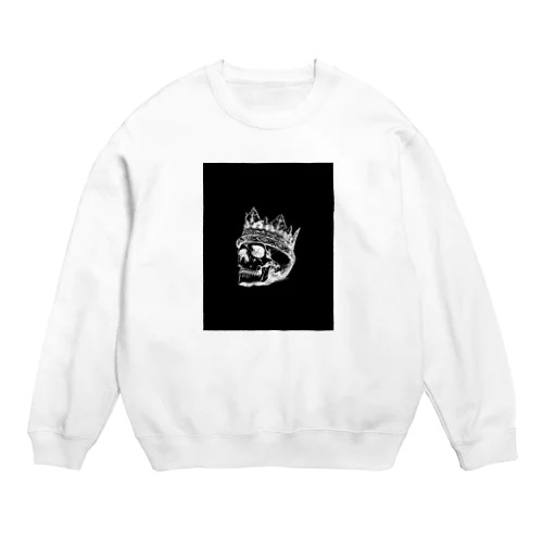 Black White Illustrated Skull King  Crew Neck Sweatshirt