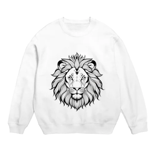 "獅子王の誇り - 塗り絵風アートプリント" Crew Neck Sweatshirt