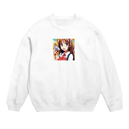 ヘッドホン美少女 Crew Neck Sweatshirt