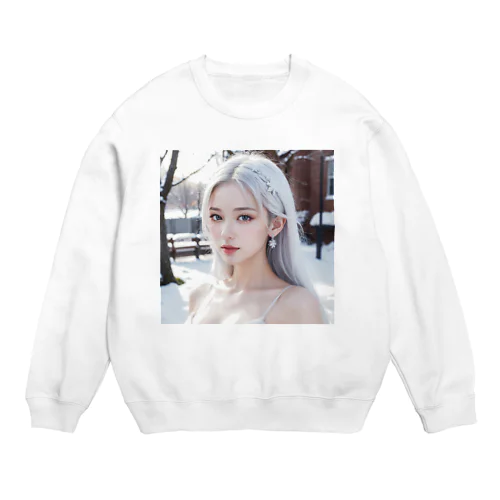 日本の冬・山奥に住む女性 Crew Neck Sweatshirt