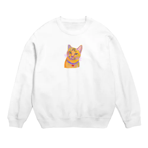 鮮やかな凛々しい猫さんのイラストグッズ Crew Neck Sweatshirt