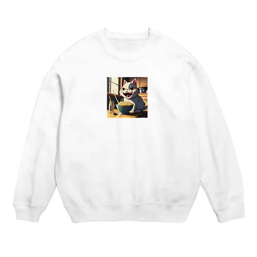 ラーメン大好き猫 Crew Neck Sweatshirt