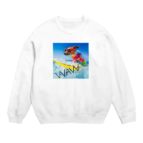 犬 サーフィンデザイン Crew Neck Sweatshirt