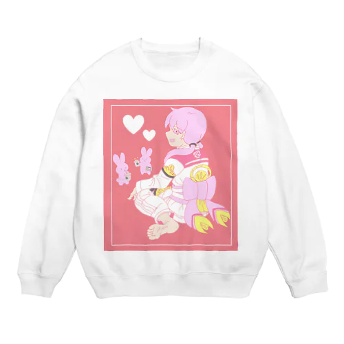 女の子と意識高い系のウサギさん Crew Neck Sweatshirt