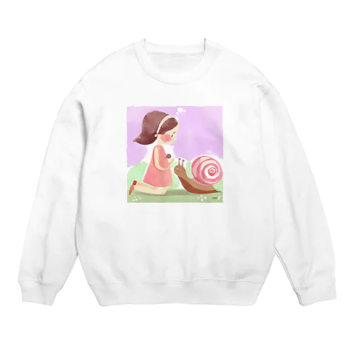 女の子とカタツムリ Crew Neck Sweatshirt