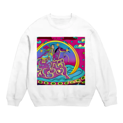 派手な馬と和尚 Crew Neck Sweatshirt