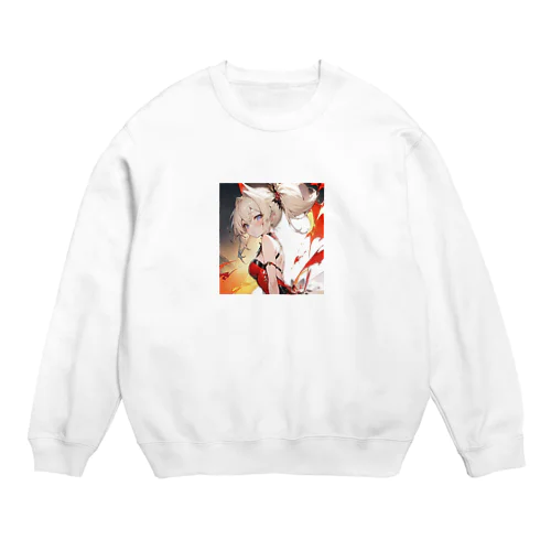 幻想的な空間にたたずむ美女 Crew Neck Sweatshirt