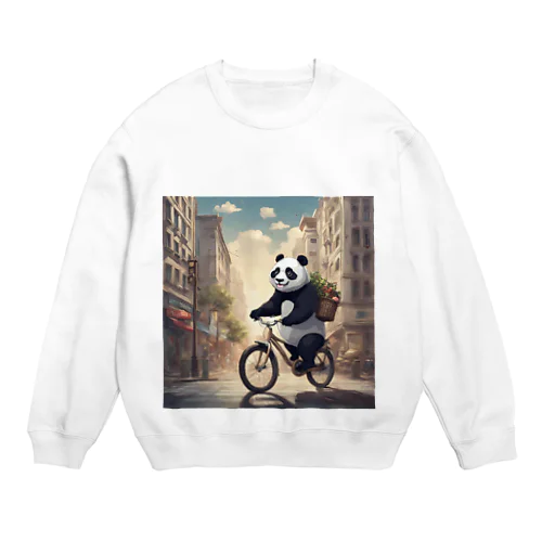 自転車でお買い物パンダくん Crew Neck Sweatshirt