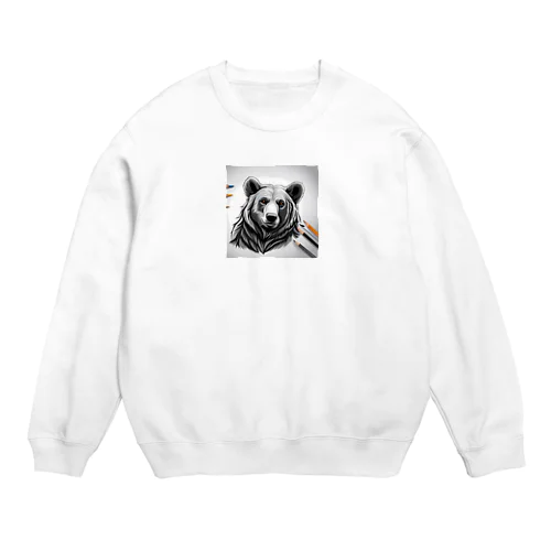 えんぴつ絵の熊のグッツ Crew Neck Sweatshirt