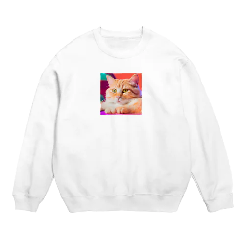 写真で一言にゃん Crew Neck Sweatshirt